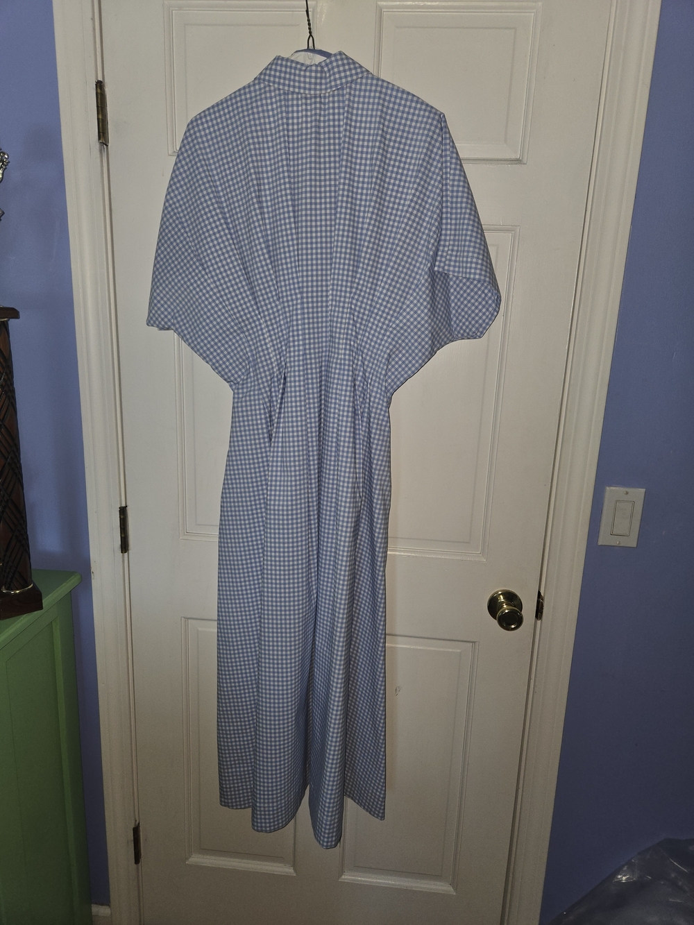Anthropologie Classic Blue Gingham Button-Up Maxi Dress - Picture 3 of 4